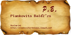 Plankovits Balázs névjegykártya